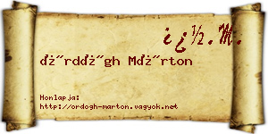 Ördögh Márton névjegykártya