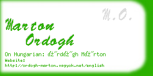 marton ordogh business card